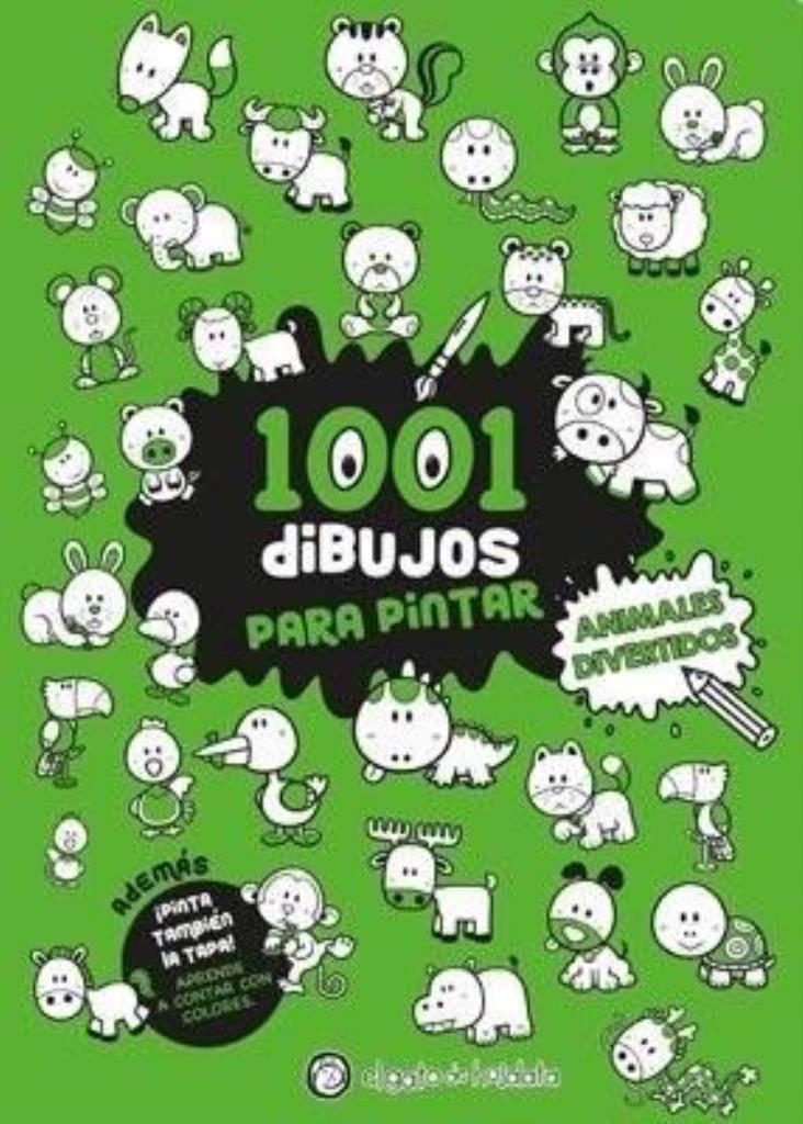 1001 DIBUJOS PARA PINTAR ANIMALES DIVERTIDOS - VERDE